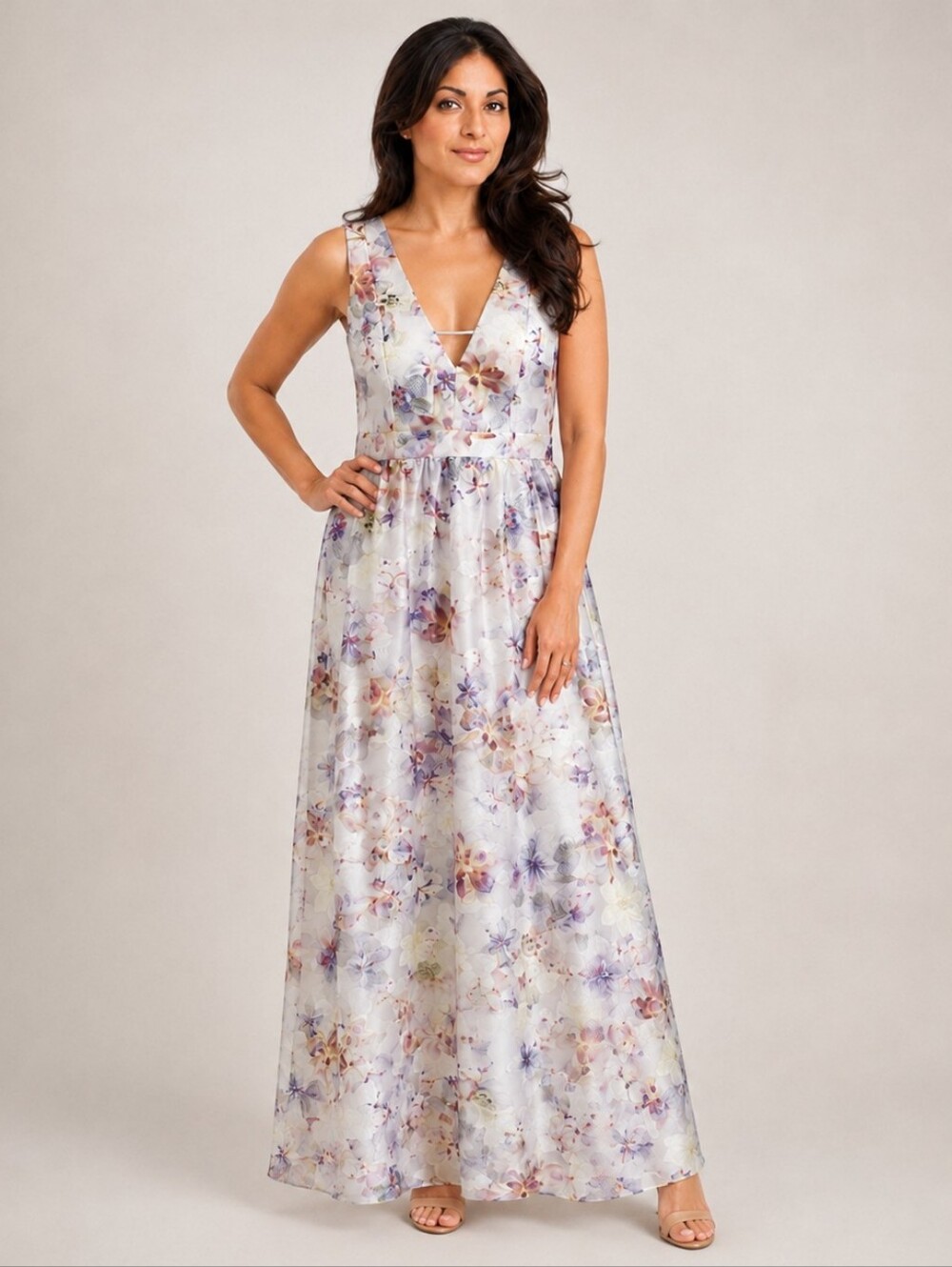 BCBGeneration | Organza & Tulle Ethereal Floral  Embroidered Gown